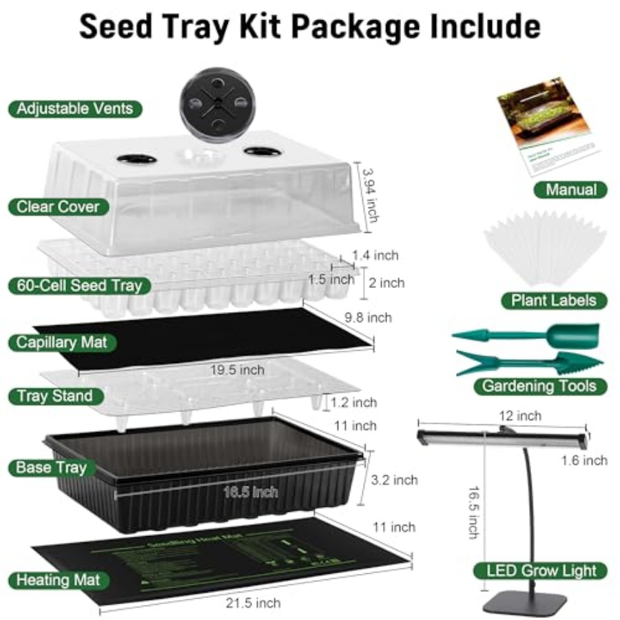 60셀 자가급수 시드 스타터 키트 (성장등 및 열매트  - Humidity Dome Kit 리뷰 및 가격