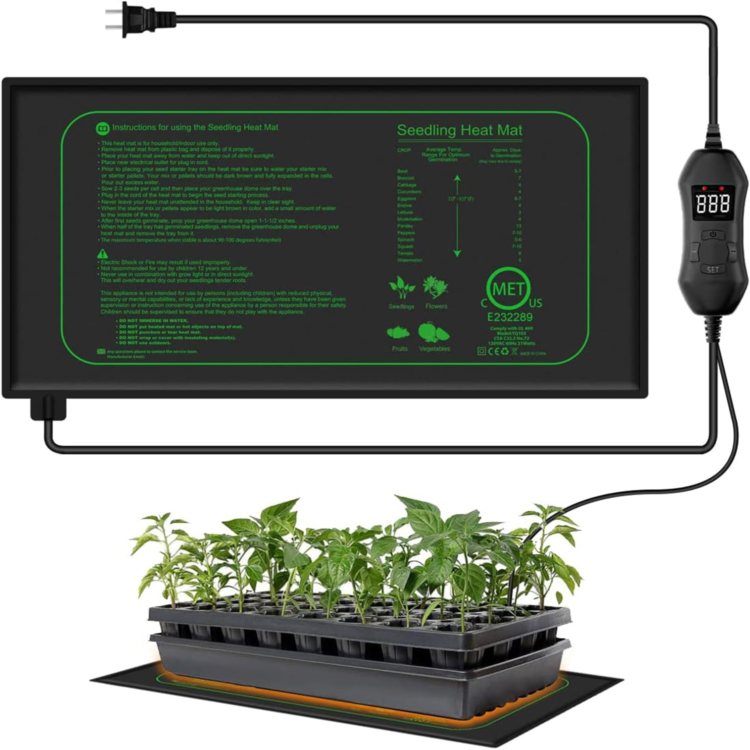 디지털 온도 조절기가 있는 묘목 열 매트, 실내 식물  - Heat Mat Seedling 리뷰 및 가격